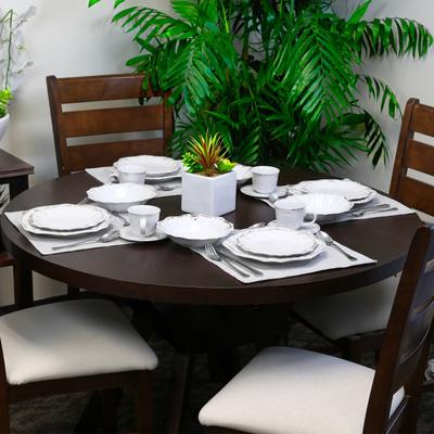 Elama Fleur De Lys 20 Piece Dinnerware Set in White