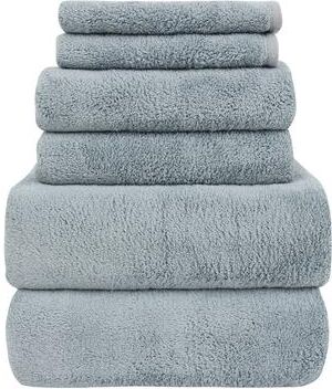 Farberware FBT-001-B-7 Sterling Blue Coral Fleece-Bath Towel - 6PC