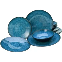 Tafelservice Capri Blau/Schwarz, 12-teilig