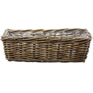 Frank-Flechtwaren Blumenkasten 107945 Rattan, graubraun, 46 x 16 x 15 cm, aus Weide