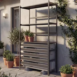 Aluminium Verkleidung für Klimaanlage/Wärmetauscher MCW-P95, Abdeckung Schutzgitter Regal 163x90x38cm ~ anthrazit