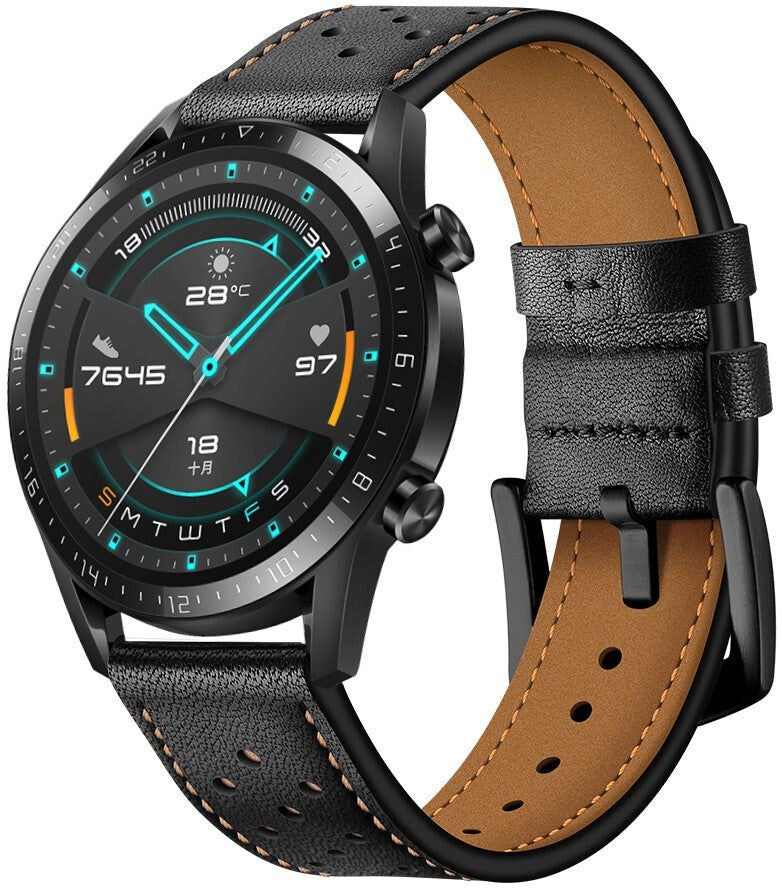INCOVER Universal Smartwatch Læder Rem (22mm) - Sort / Brun