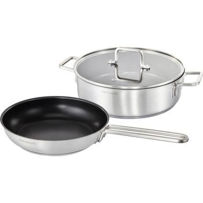 Pfannen-Set HANSEATIC "DAILY, mit Antihaftbeschichtung", silber (silberfarben), Pfannen, für alle Herdarten, Induktion