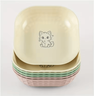 Inspire Picks 6PCS Non Slip Cat Bowls Set Shallow Whisker Relief Dishes With 5.5in Wet Food Plates 6pcs