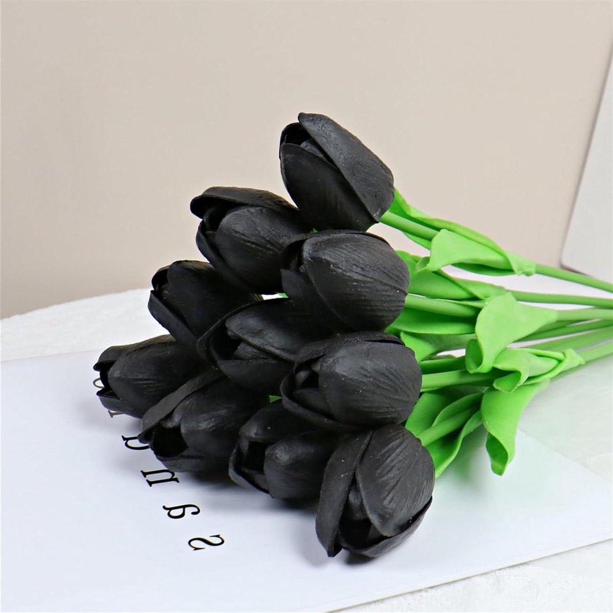 Kunsttulpen Boeket Zwart - Real Touch Zijde - 30 cm
