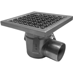 Bodenrinne aus Edelstahl 400x400, seitlicher Ausgang (GS44-N)