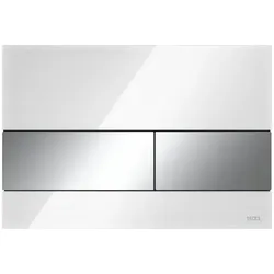 TECE, Betätigungsplatte, Square WC Betätigungsplatte Glas weiss, Tasten Chrom glänzend