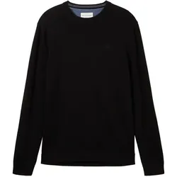Tom Tailor Herren Rundhals Pullover BASIC CREWNECK - Relaxed Fit - Black 29999 - M