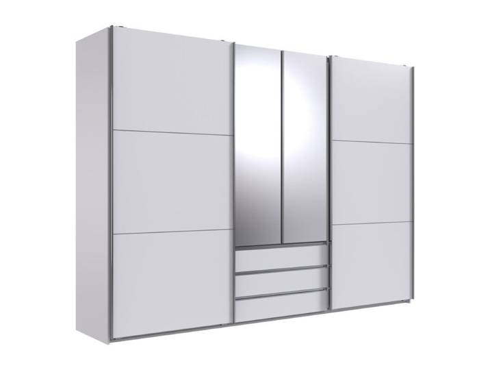 Wimex Magic Dreh-/ Schwebetürenschrank mit Schubladen - Dekor weiß, Spiegelglas - 216 Modern, Zeitlos