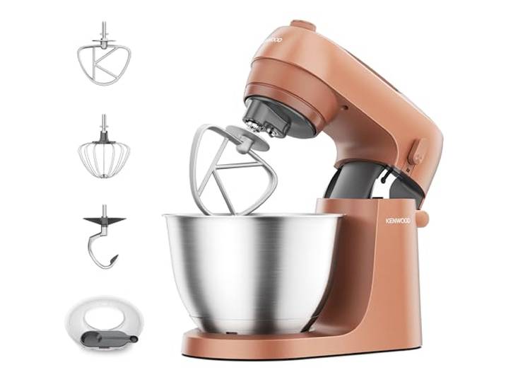 Kenwood Go KZM35.000RD, platzsparender Designmixer, kompakte Küchengerät mit 4 l Schüssel, 3 verstellbare Werkzeuge, Spritzschutz, 6 Geschwindigkeiten, Metallkörper