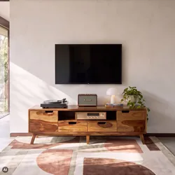 TV-Board Sheesham 180x40x48 natur sandgestrahlt lackiert MALMÖ 2 #221