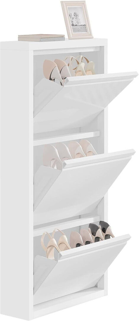 17 Stories 9 Pair Shoe Storage Cabinet White 9