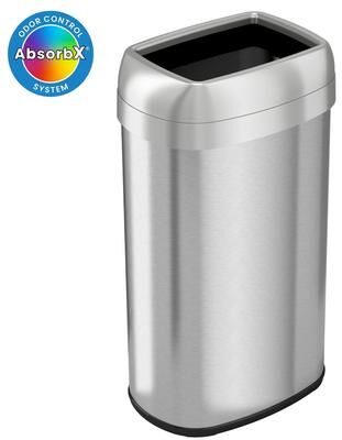 iTouchless Oval Open‑Top 16‑Gallon Kitchen Trash Can with Dual AbsorbX Odor Filters
