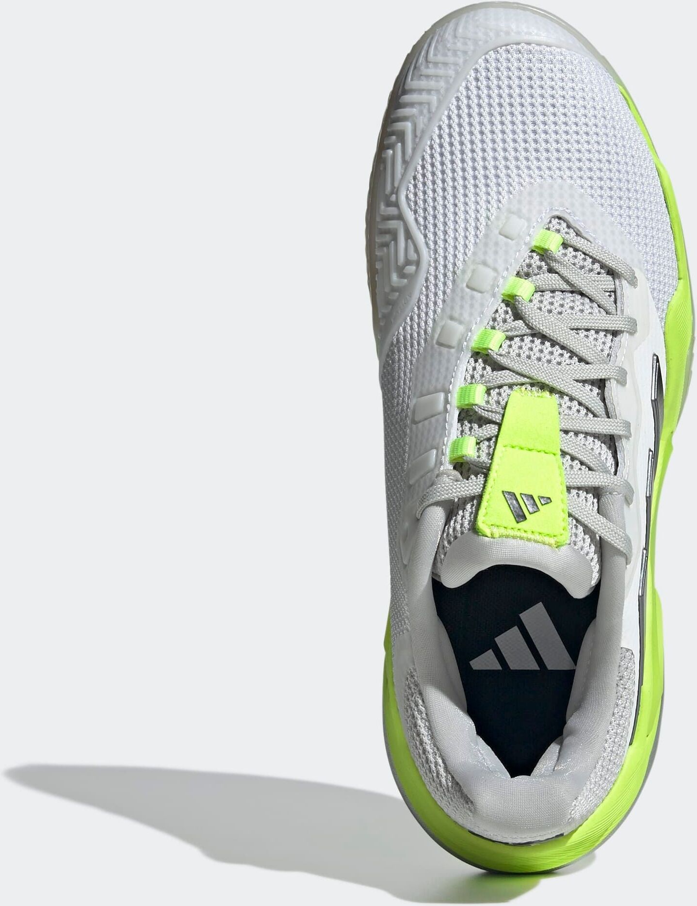 Tennisschuh ADIDAS PERFORMANCE "BARRICADE 13 CLAY", Damen, Gr. 42, weiß (cloud weiß, iron metallic, lucid lemon), Synthetik, Textil, Schuhe Tennisschuh, für Sandplätze