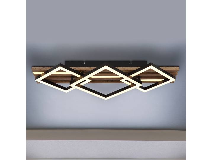 Plafonnier LED Obrien Type C 31 x 10 x 61cm Marron/Noir Matériau : Bois manufacturé, Métal, Matière plastique Surface en métal : Laqué Type de