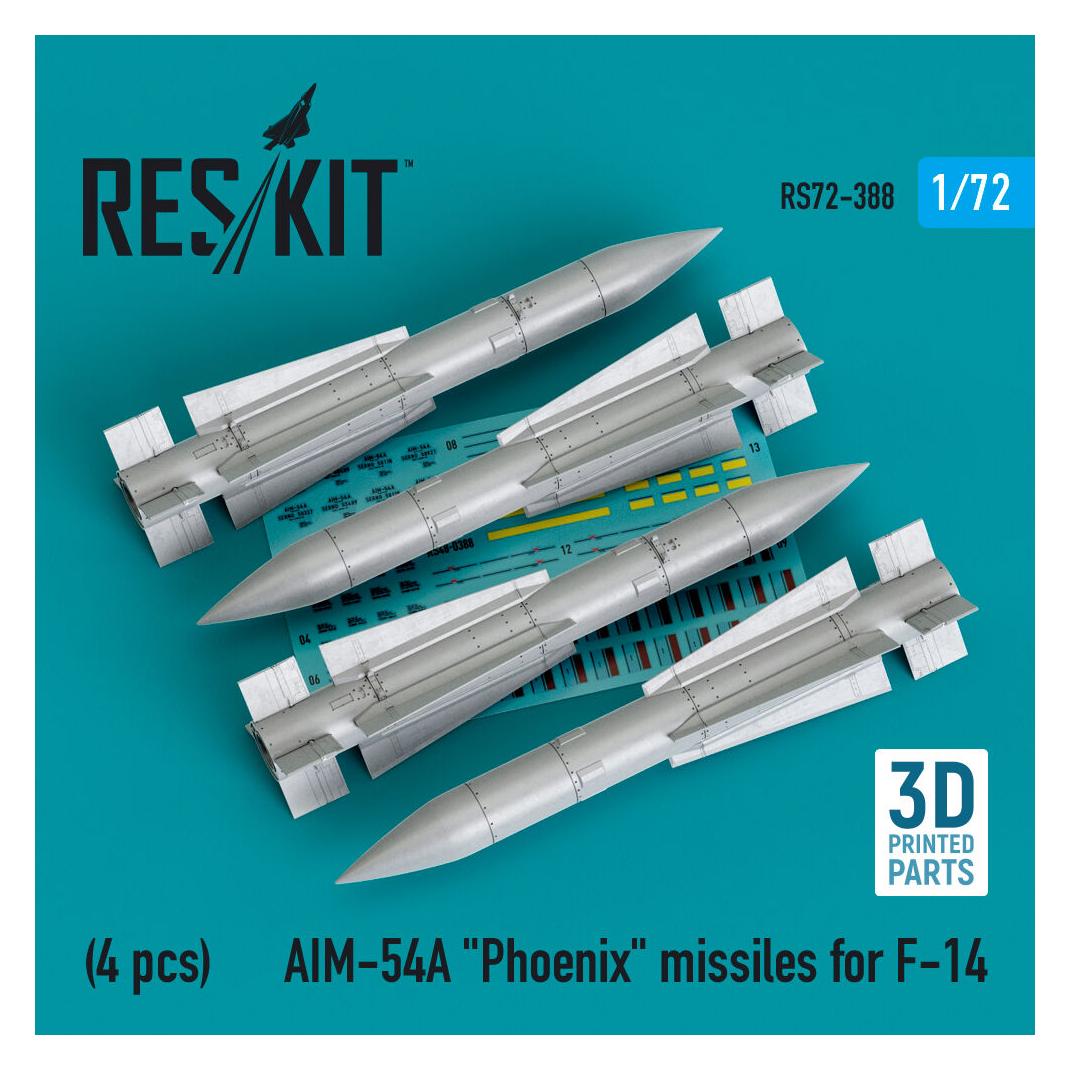 ResKit AIM-54A Phoenix missiles for F-14 (4pcs) (3D Printed) (RS72-0388)