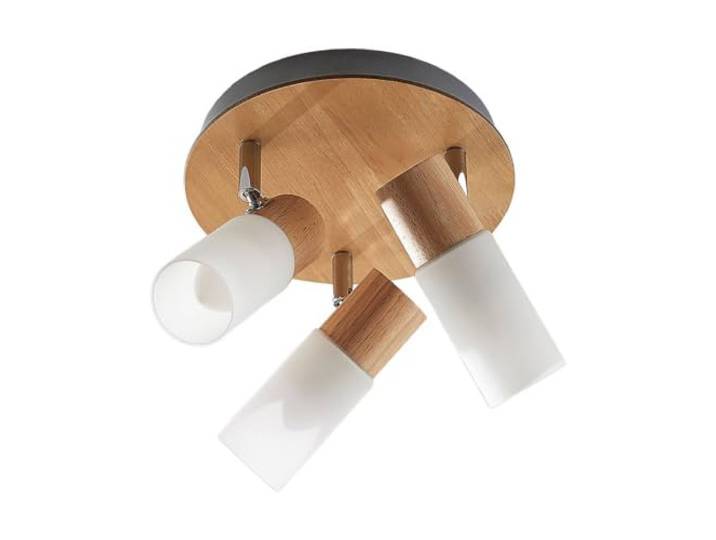 Lindby Spot Christoph à intensité variable (Traditionnel) en Marron Bois e. a. pour Salon & Salle manger (à 3 lampes\, E14) Lampe encastrable plafonnier applique
