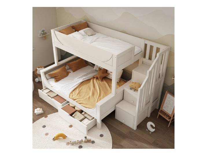 STILVORA Etagenbett 140x200 mit Schubladen,Kinderbett Holzbett mit Fallschutz&Lattenrost