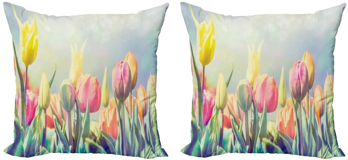 ABAKUHAUS Kussenhoes Tulpen Bloementuin Dubbelzijdig 2x 50x50 cm