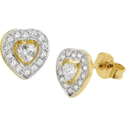 GLIZZ GL8153 Damen-Ohrringe Gold 333/8K Herz Zirkonia Ohrstecker