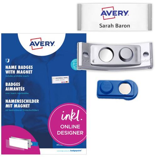 AVERY Zweckform Namensschilder mit Magnet 6,8 x 2,2 cm, 10 St.