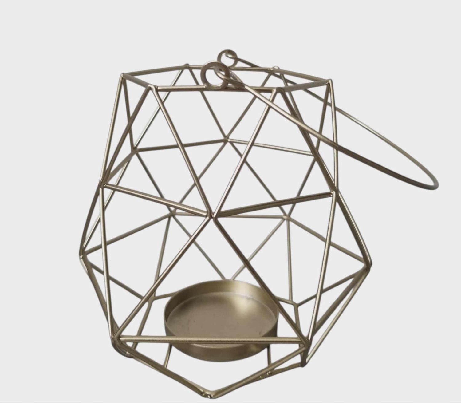 Moderne Geometrische Gouden Kandelaar voor Theelichtjes van Metaal, Hoogte: 13 cm