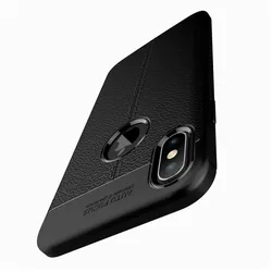 Screenguard Apple iPhone XS Max Hülle Leather Design TPU Cover (Apple iPhone XS Max), Smartphone Hülle, Schwarz