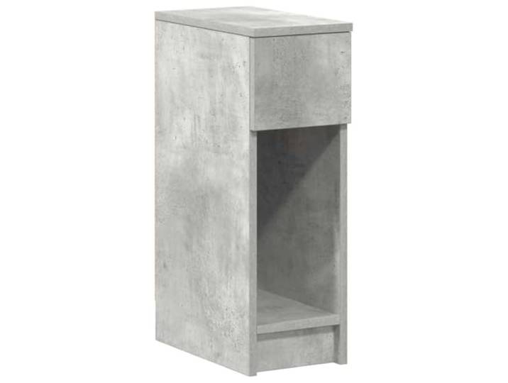 KUPTYERFG Nachttisch mit Schublade Betongrau 20x36x60 cm Beistelltisch Schmaler Nachtschrank für das Schlafzimmer mit offenem Fach und robuster Holzwerkstoff-Platte in Betongrau-Optik.