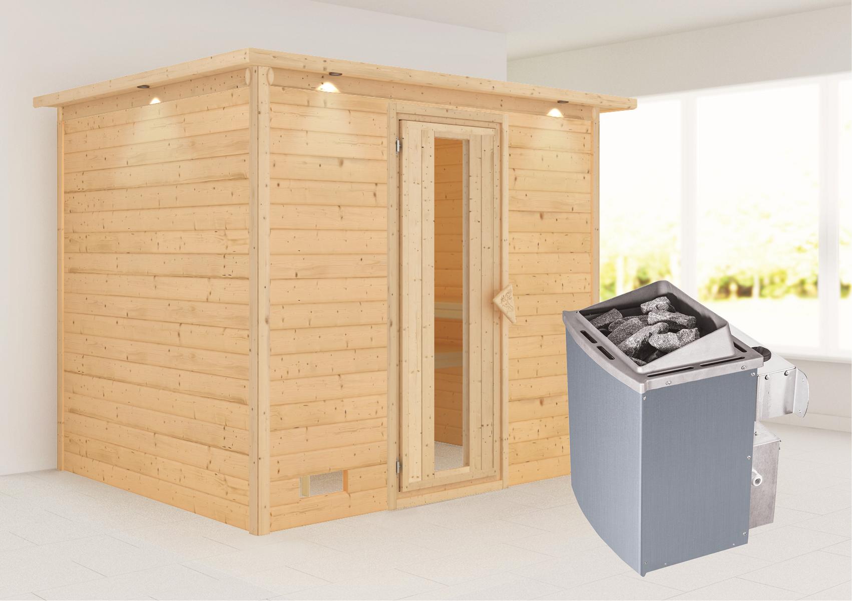 KARIBUHOLZT Sauna Sonara Front 9kW integr.Stg m.Isoliertür u.Dach 09231574