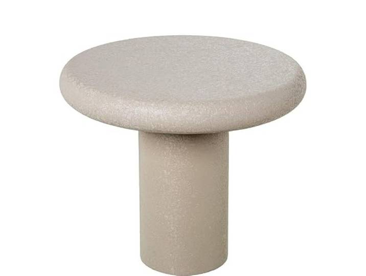 DRW Runder Beistelltisch aus Metall in Beige, matt, rauh, 35 x 40 x 40 cm