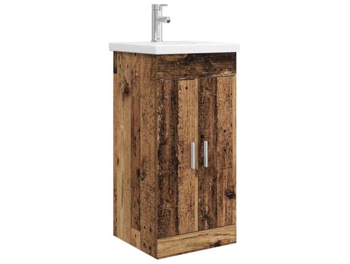 PUGYNBK Badezimmer-Eitelkeit mit Waschbecken aus Holz, 42 x 40 x 84,5 cm Schrank mit Türen, Einlegeböden, integrierter Wasserhahn, moderner Stil, einfache Reinigung