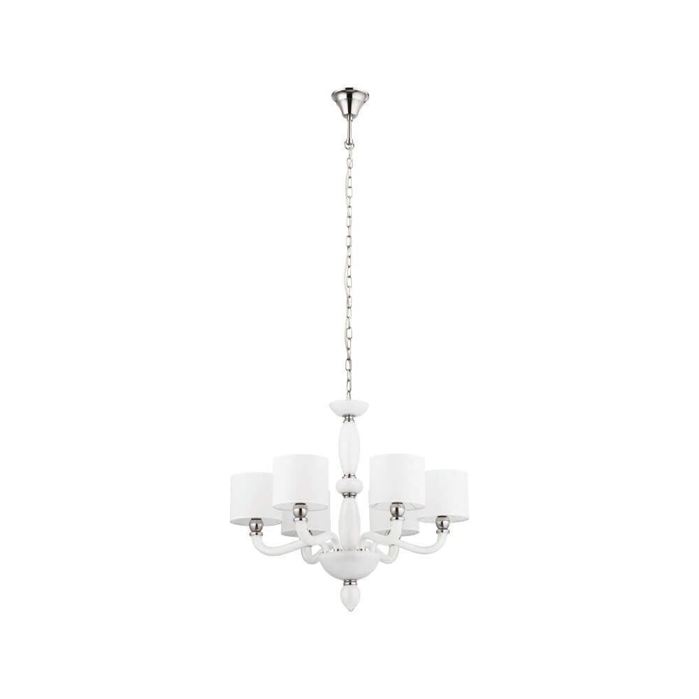 Lyora Witte Newport Kroonluchter van Glas en Metaal, Diameter: 68 cm