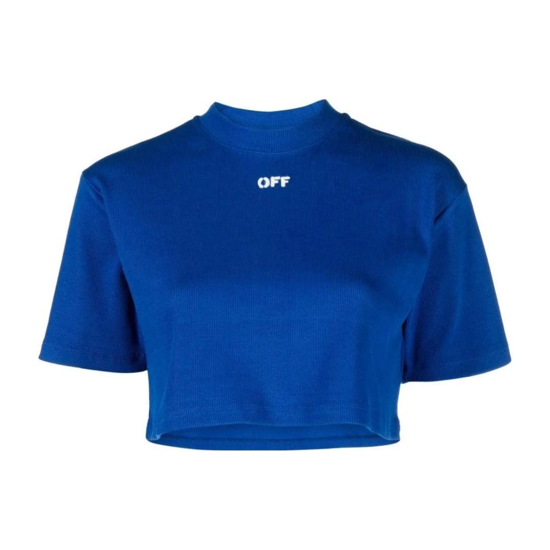 Off-white Stamp Geribbeld Cropped T-shirt