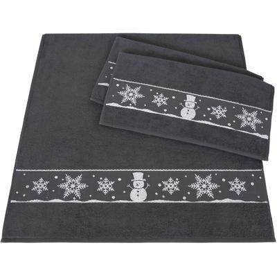 Handtuch Set DYCKHOFF "Schneemann", grau (graphit), 3 Stk., Frottier, Frottier, Obermaterial: 100% Baumwolle, Handtuch-Sets, Made in Germany (2 Handtücher, 1 Duschtuch)