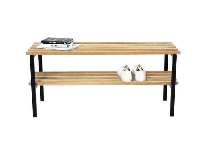 Spinder Design Schuhbank Hesta Schwarz/Natur Stahl/Eiche B 100 H 45 cm - Schuhbank