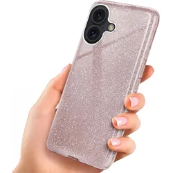 iPhone 16 Plus Hülle Glitzer Roségold – ONEFLOW Glitter Case, 3in1 Silikon, Funkelnd, Stoßfest, Dünn, Gloss-Rosé