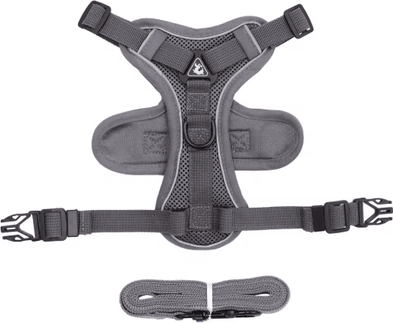 Inspire Picks ReflectaFit Adjustable Cat Harness And Leash Set For Safe Outdoor Adventures gray m