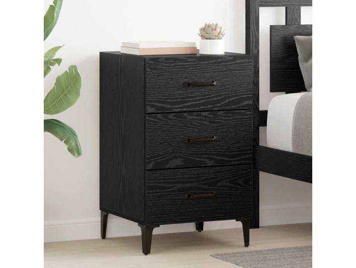 Table de chevet Chêne noir 40x40 5x66 cm style rustique en bois d'ingénierie