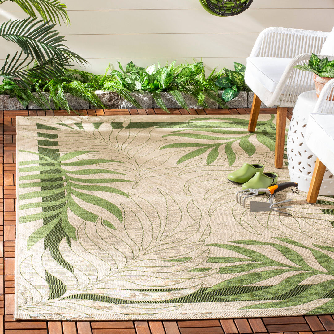 Bay Isle Home Allick Cream/Green Indoor/Outdoor Rug Cream Rectangle 160 x 231 cm