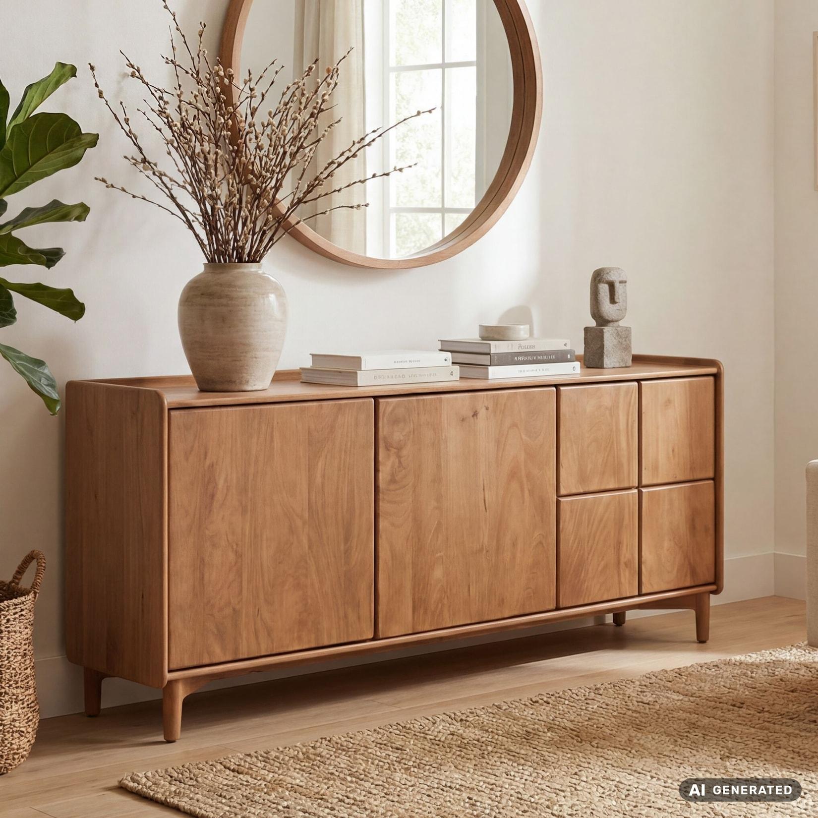 Sideboard Mango Massivholz 160cm Anrichte Kommode 3 Türen Holzkommode Handmade