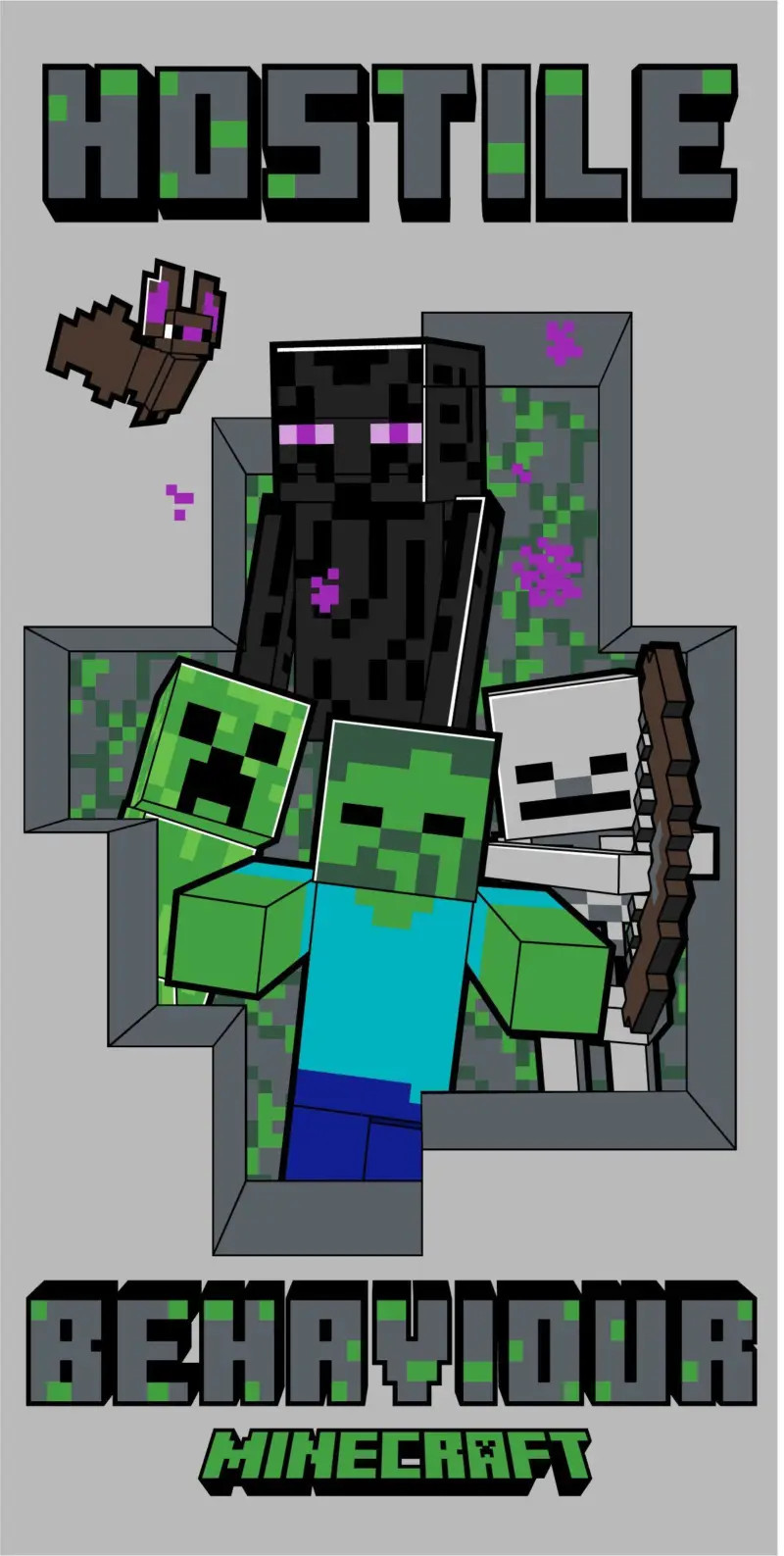 Minecraft Strandlaken Hostile voor kinderen, 70 x 140 cm