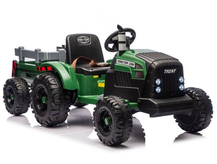 Wisam Spielzeug-Traktor CH9959B Akku-Traktor mit Anhänger, Dunkelgrün, 24 V