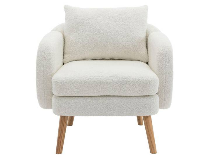 Komhtom Sessel in Weiß Teddy-Samt, Mode, 72x79x71 cm, Wohnzimmer, Sessel, Polstersessel