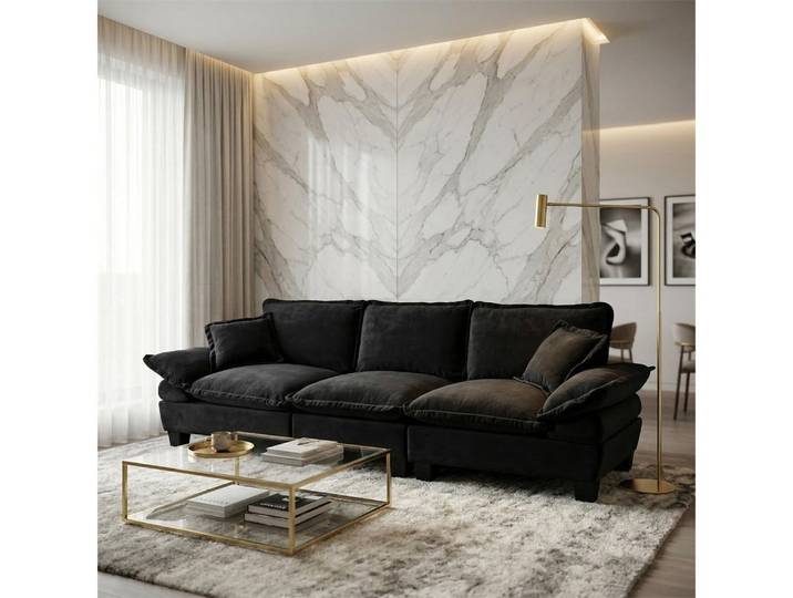 MODFU Sofa Segelboot-Sofa, mit gebogenen Armlehnen, komfortorientierte Couch für kleine Räume & Apartments 1 Teile