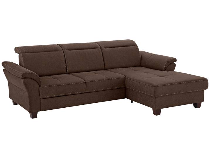 Ecksofa, Luxus-Microfaser Lederoptik, Dunkelbraun 255×185 cm, Sitztiefenverstellung, Klassisch, Home-affaire