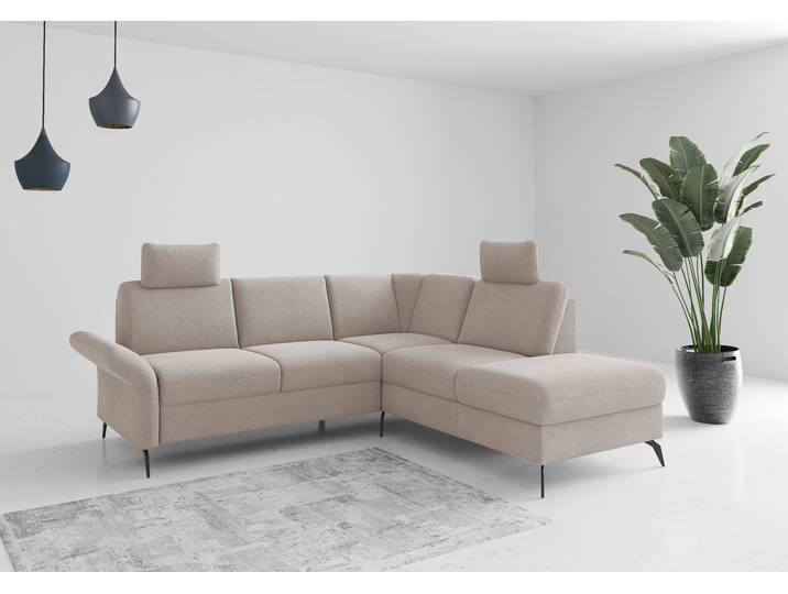 Ecksofa, Grau, 240x216 cm, 100% Polyester, Mit Bettfunktion, Klassisch, Home-affaire