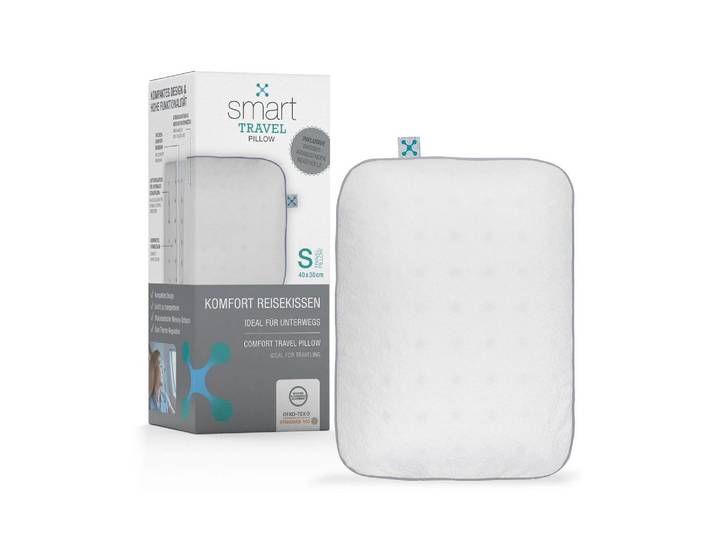 Nackenkissen SMARTSLEEP Travel S 40 x 30 x 10 cm , weiss (weiß), B:30cm H:10cm L:40cm, Funktionskissen, Nackenkissen