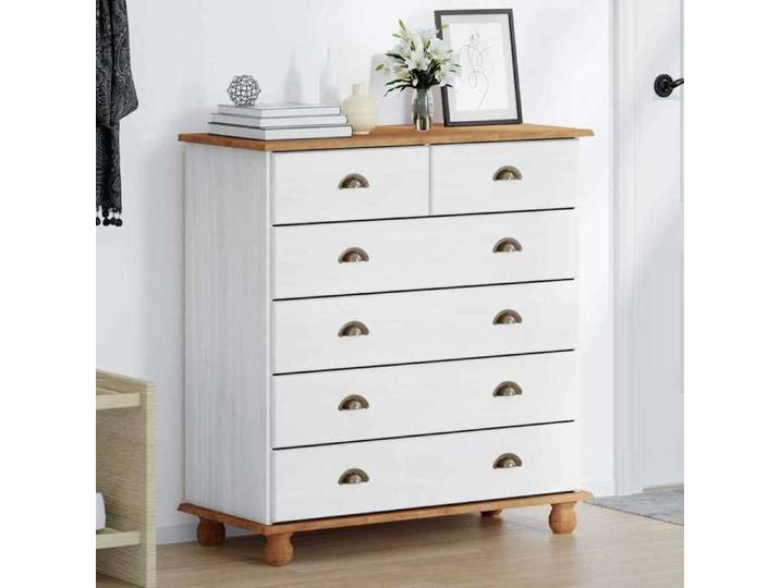Moderne Commode ASKIM BURKE BUFFET BAS Blanc 91x40x95 5 cm Bois de pin massif AA3159