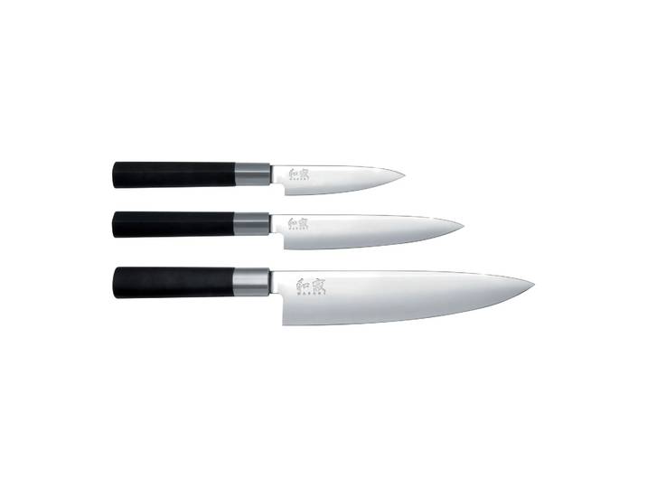 KAI Ensemble de couteau de cuisine & 2 couteaux universels Kai Wasabi Black 3 pièces