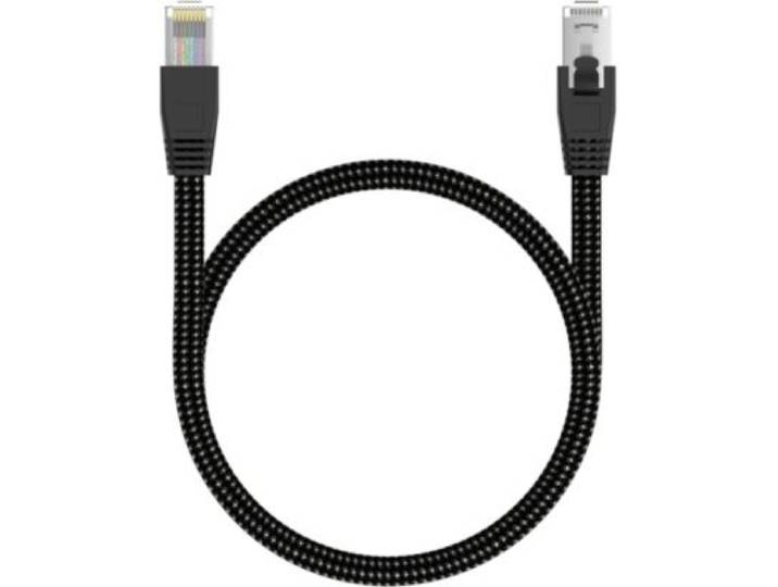 Adeqwat - Câble Ethernet Rj45 1m Droit Cat8 Noir